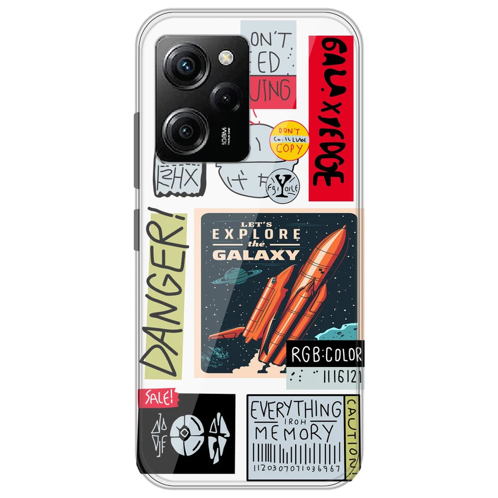Galaxy - Clear Printed Silicone Case for Poco X5 Pro