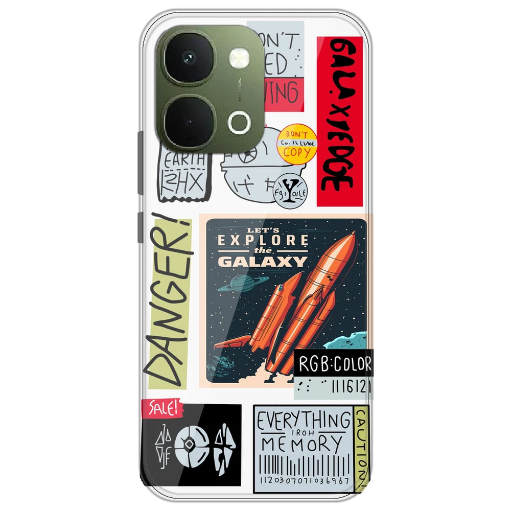 Galaxy - Clear Printed Silicone Case for Vivo T5x