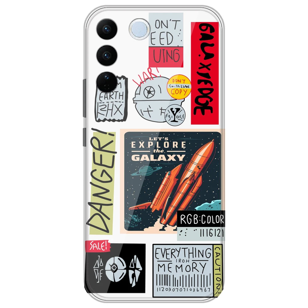 Galaxy - Clear Printed Silicone Case for Vivo V27 Pro