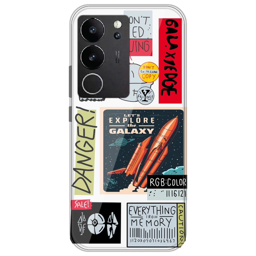 Galaxy - Clear Printed Silicone Case for Vivo V29 5G