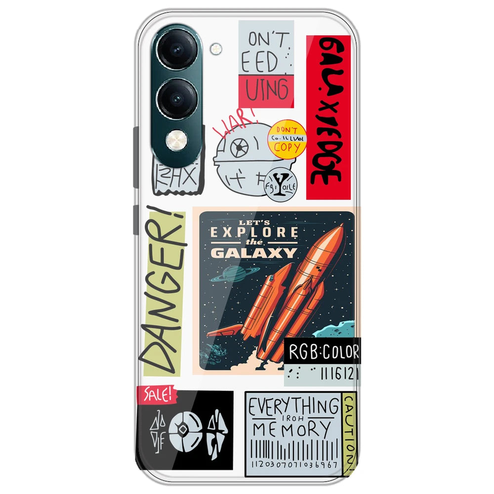 Galaxy - Clear Printed Silicone Case for Vivo Y19e