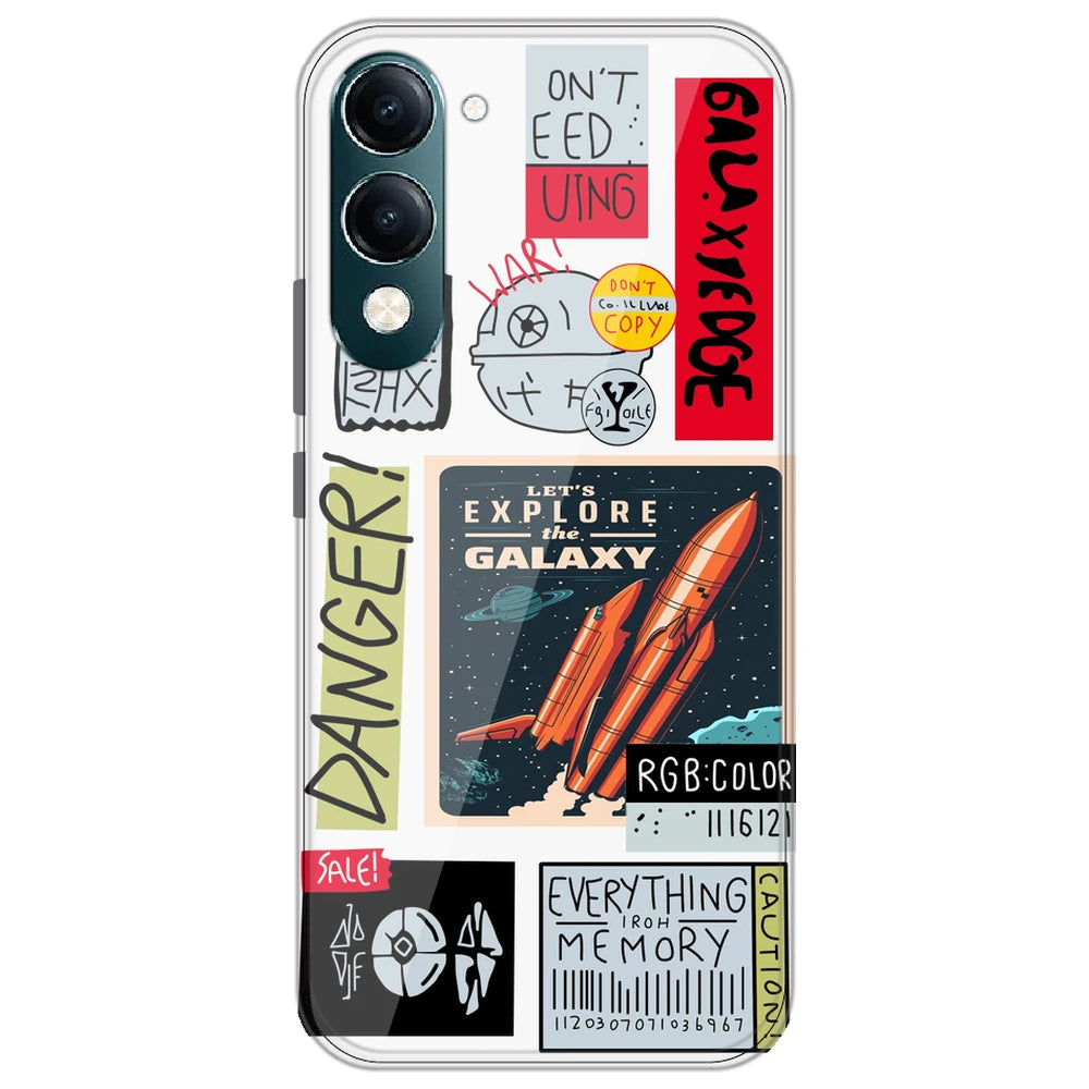 Galaxy - Clear Printed Silicone Case for Vivo Y19s