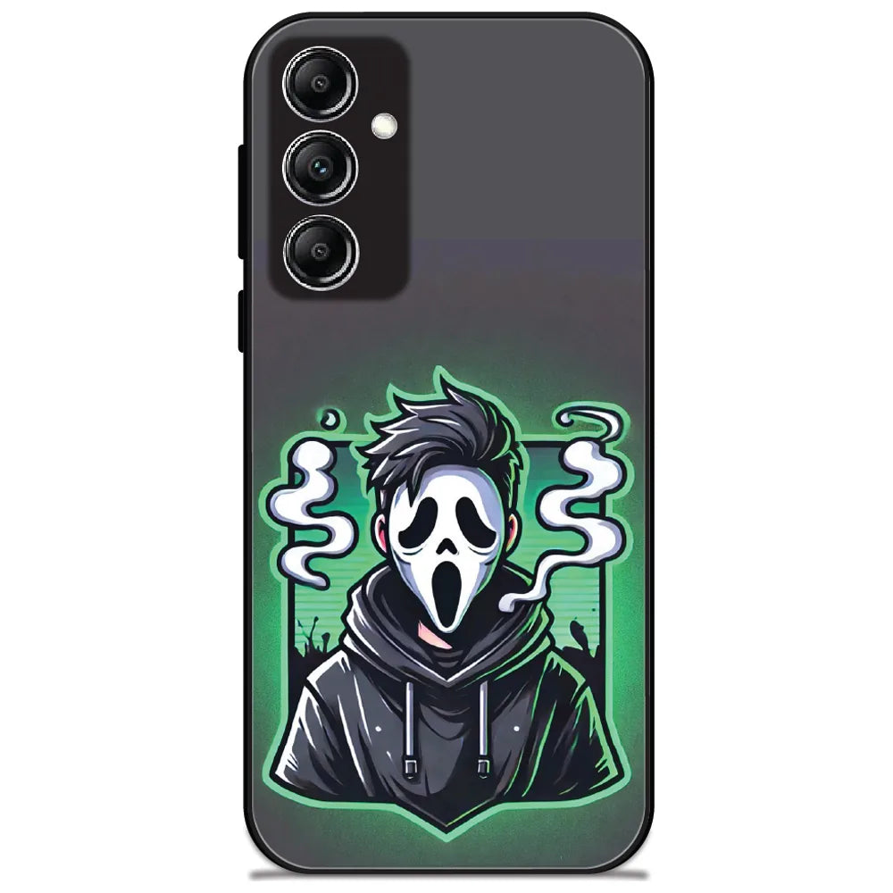 Ghost Mask Hoodie - Glossy Metal Silicone Case for Samsung Galaxy A14