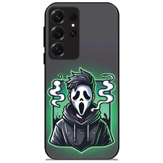 Ghost Mask Hoodie - Glossy Metal Silicone Case for Samsung Galaxy S25 Ultra