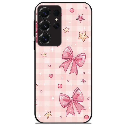 Gingham Bows Stars - Glossy Metal Silicone Case for Samsung Galaxy S25 Ultra