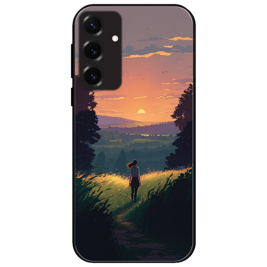 Girl & The Mountains - Glossy Metal Silicone Case for Samsung Galaxy S25 Plus