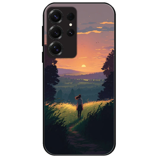 Girl & The Mountains - Glossy Metal Silicone Case for Samsung Galaxy S25 Ultra