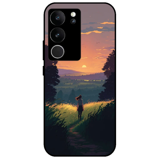 Girl & The Mountains - Glossy Metal Silicone Case for Vivo V29 5G
