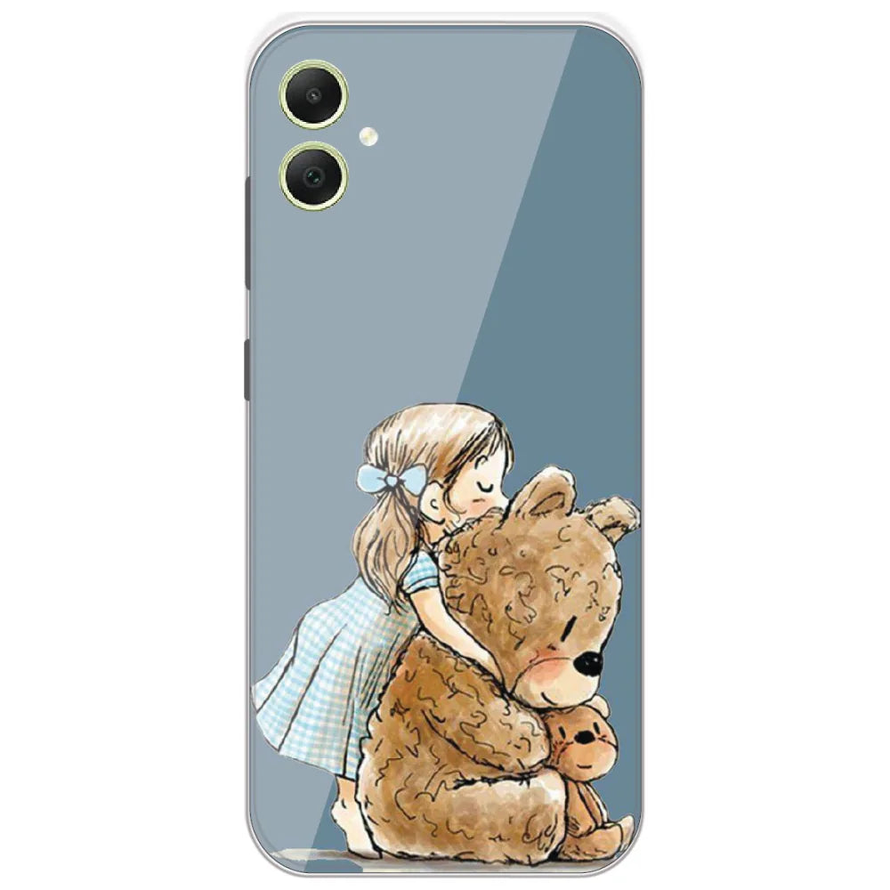 Girl Hugging Teddy - Printed Silicone Case for Samsung Galaxy A05