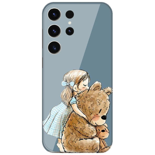 Girl Hugging Teddy - Printed Silicone Case for Samsung Galaxy S26 Ultra