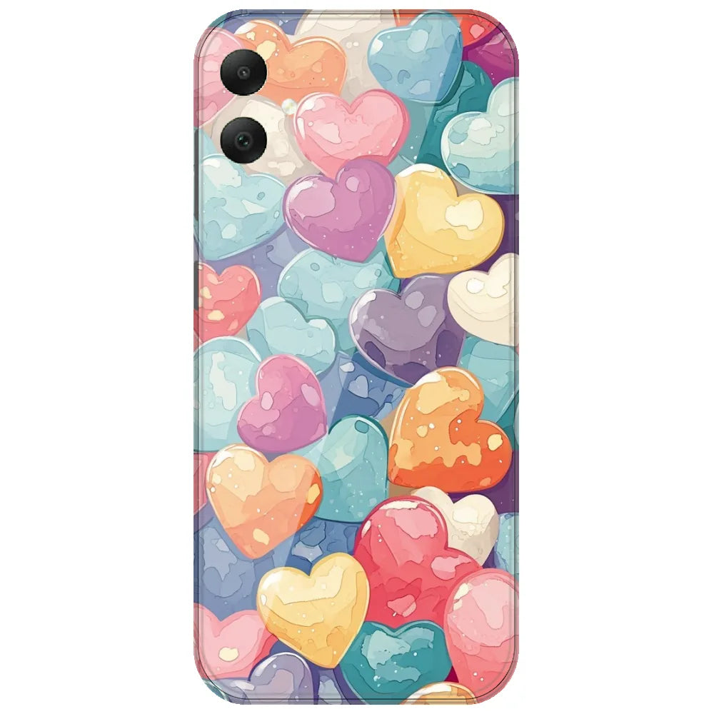 Glossy Candy Hearts - Printed Silicone Case for Samsung Galaxy A06