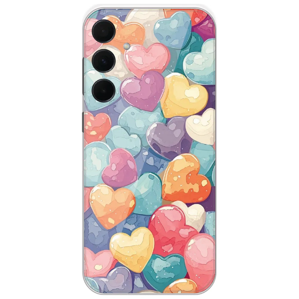 Glossy Candy Hearts - Printed Silicone Case for Samsung Galaxy A35