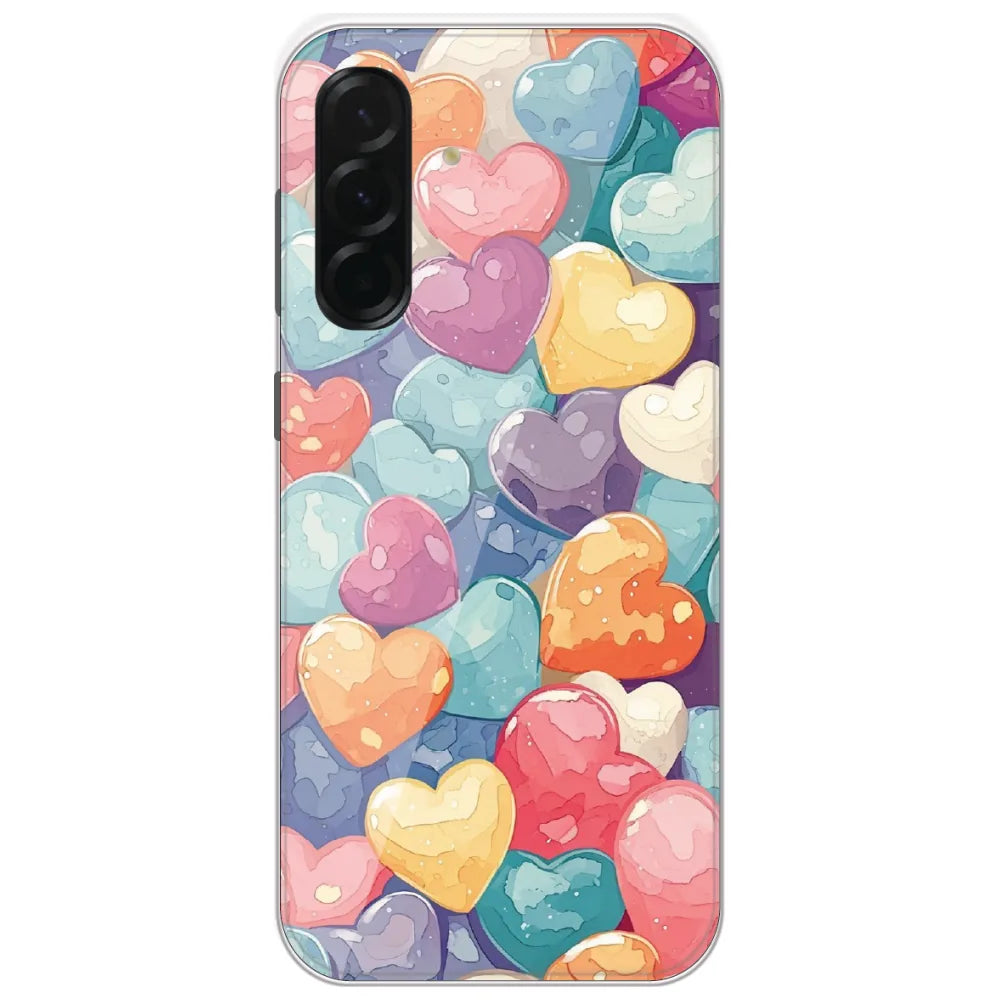 Glossy Candy Hearts - Printed Silicone Case for Samsung Galaxy A36