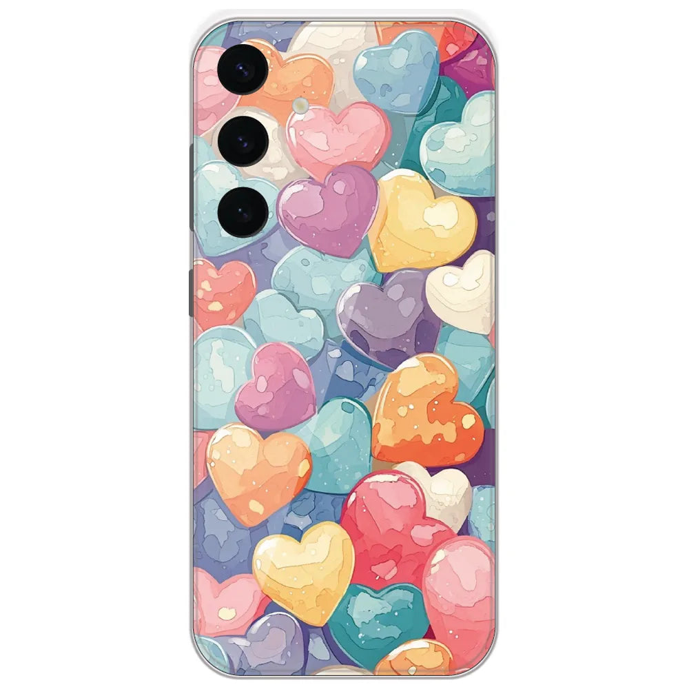 Glossy Candy Hearts - Printed Silicone Case for Samsung Galaxy S24 Plus