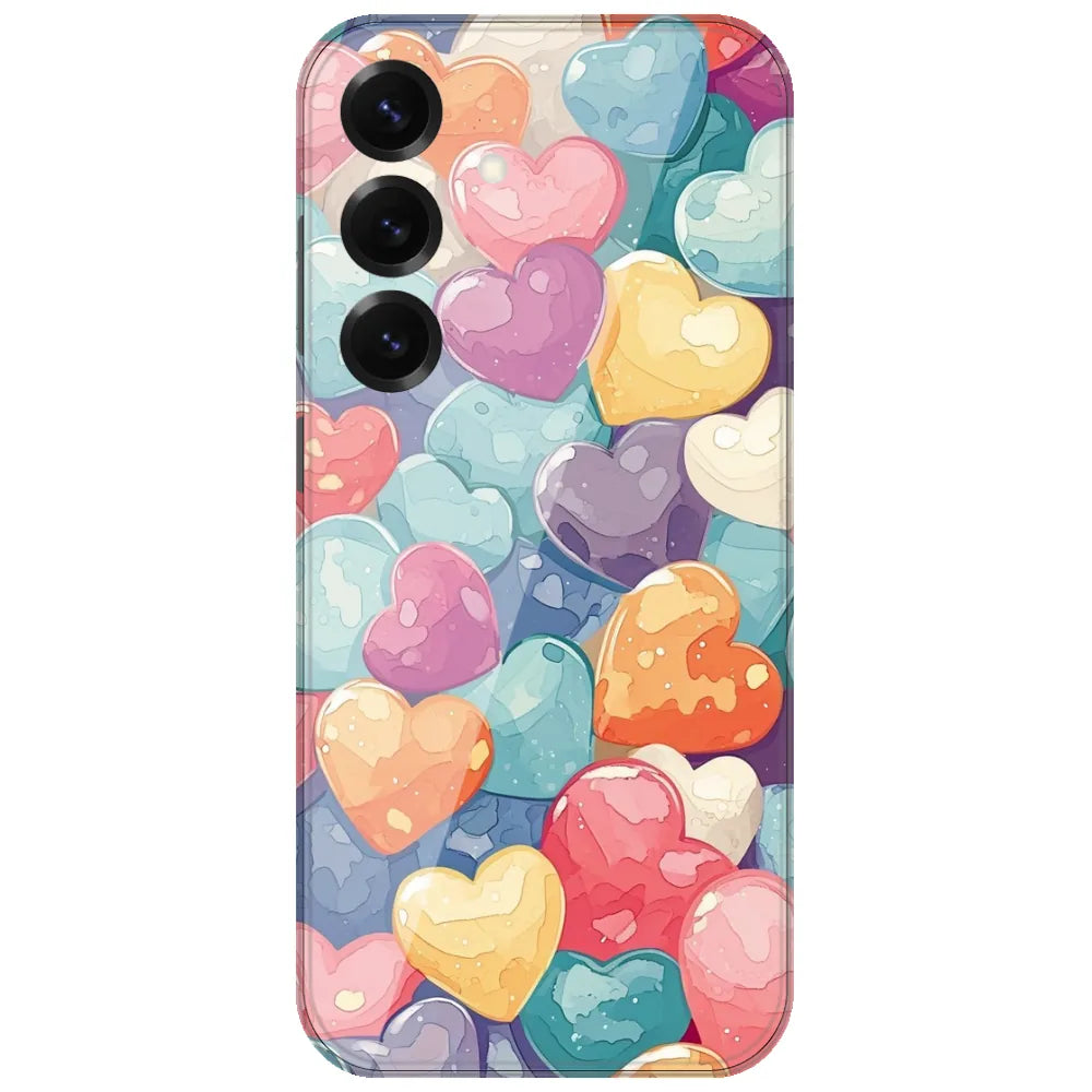 Glossy Candy Hearts - Printed Silicone Case for Samsung Galaxy S25 FE