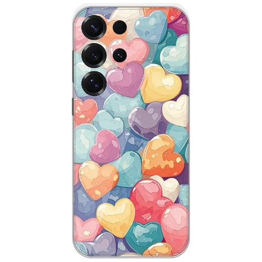 Glossy Candy Hearts - Printed Silicone Case for Samsung Galaxy S25 Ultra