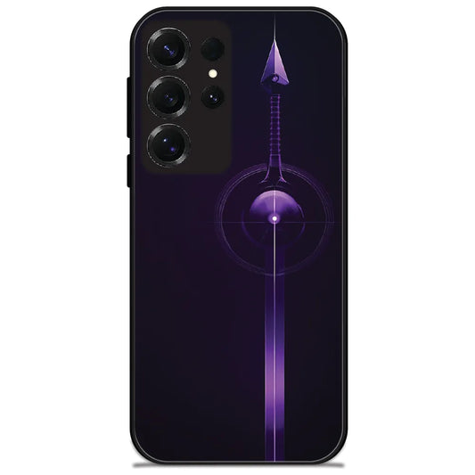 Glowing Purple Blade - Glossy Metal Silicone Case for Samsung Galaxy S25 Ultra