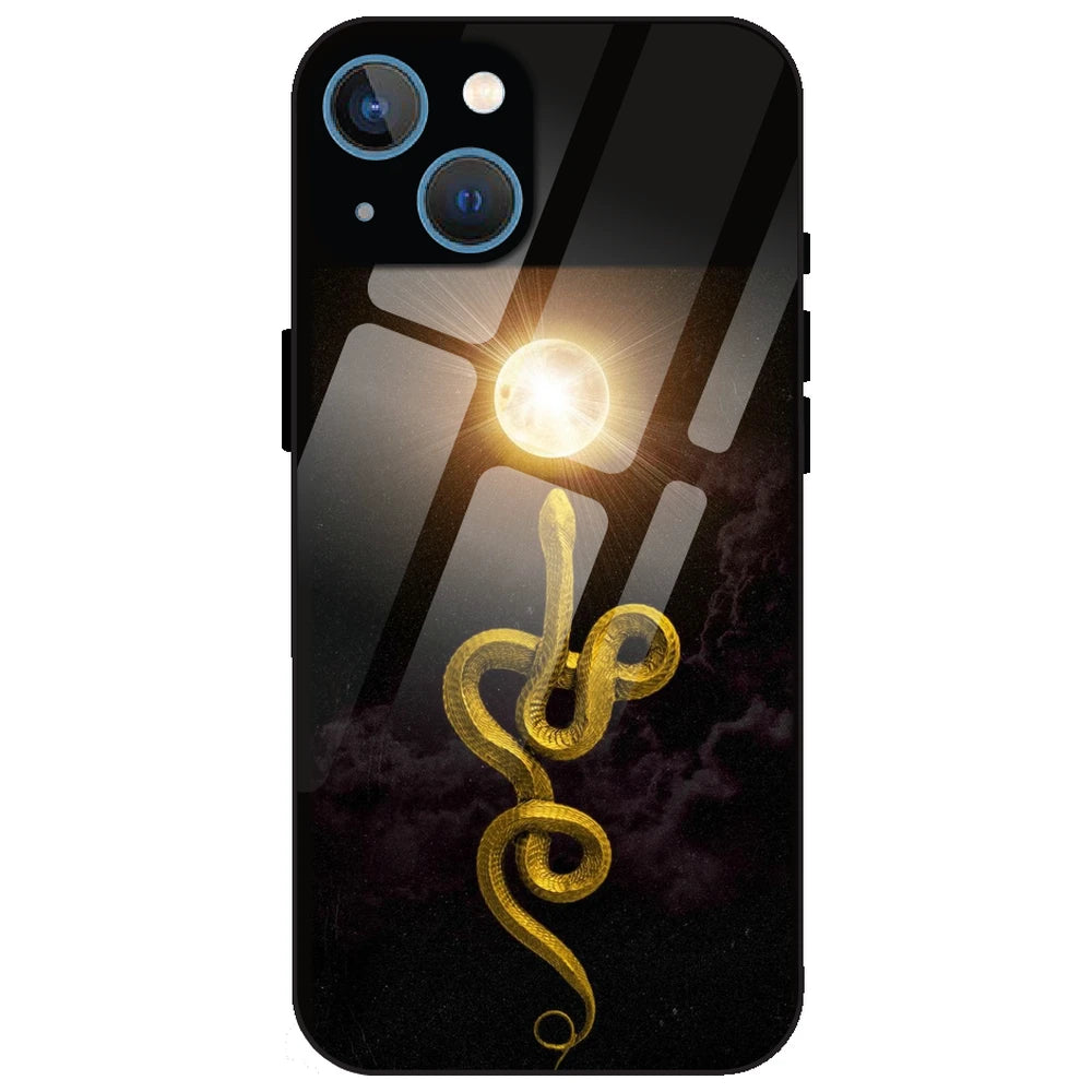 Golden Serpent - Glass Case for Apple iPhone 15