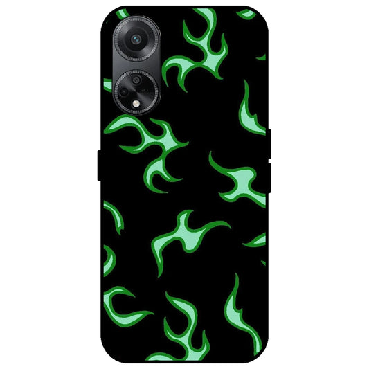 Green Flames - Glossy Metal Silicone Case for Oppo F23 5G