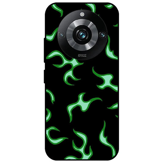 Green Flames - Glossy Metal Silicone Case for Realme 11 Pro Plus