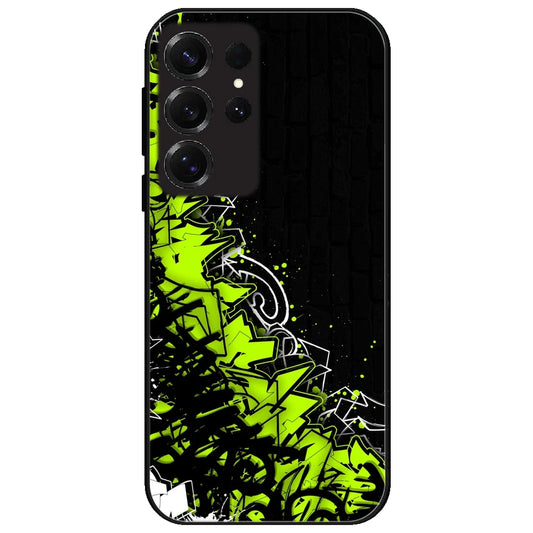 Green Graffiti - Glossy Metal Silicone Case for Samsung Galaxy S25 Ultra
