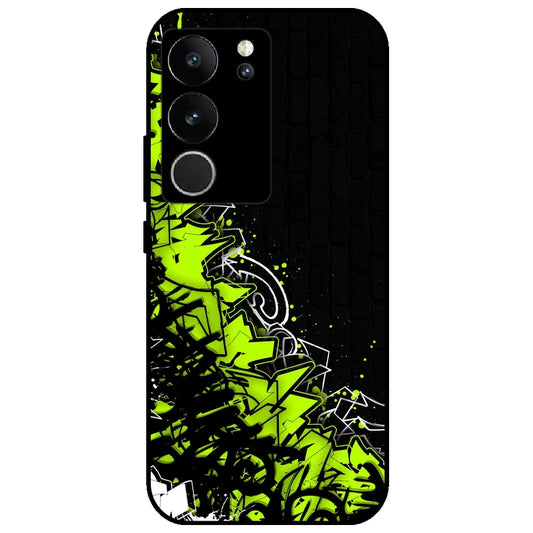 Green Graffiti - Glossy Metal Silicone Case for Vivo V29 5G