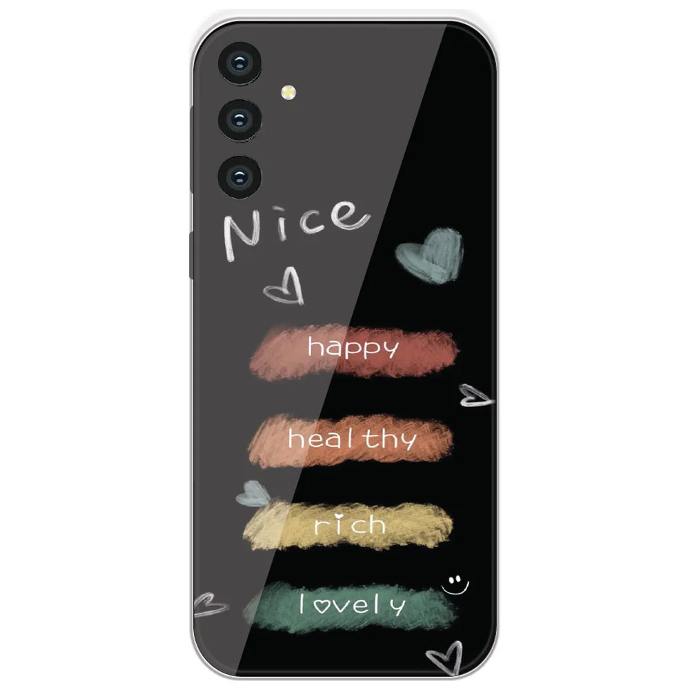 Happy Healthy Rich Lovely - Printed Silicone Case for Samsung Galaxy S24