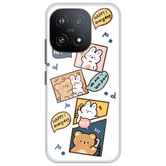 Happy Rabbit And Bear - Clear Printed Silicone Case for iQOO 15