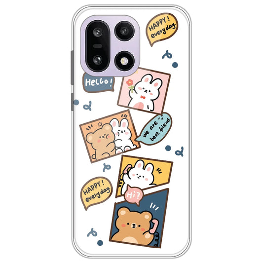 Happy Rabbit And Bear - Clear Printed Silicone Case for OnePlus 15