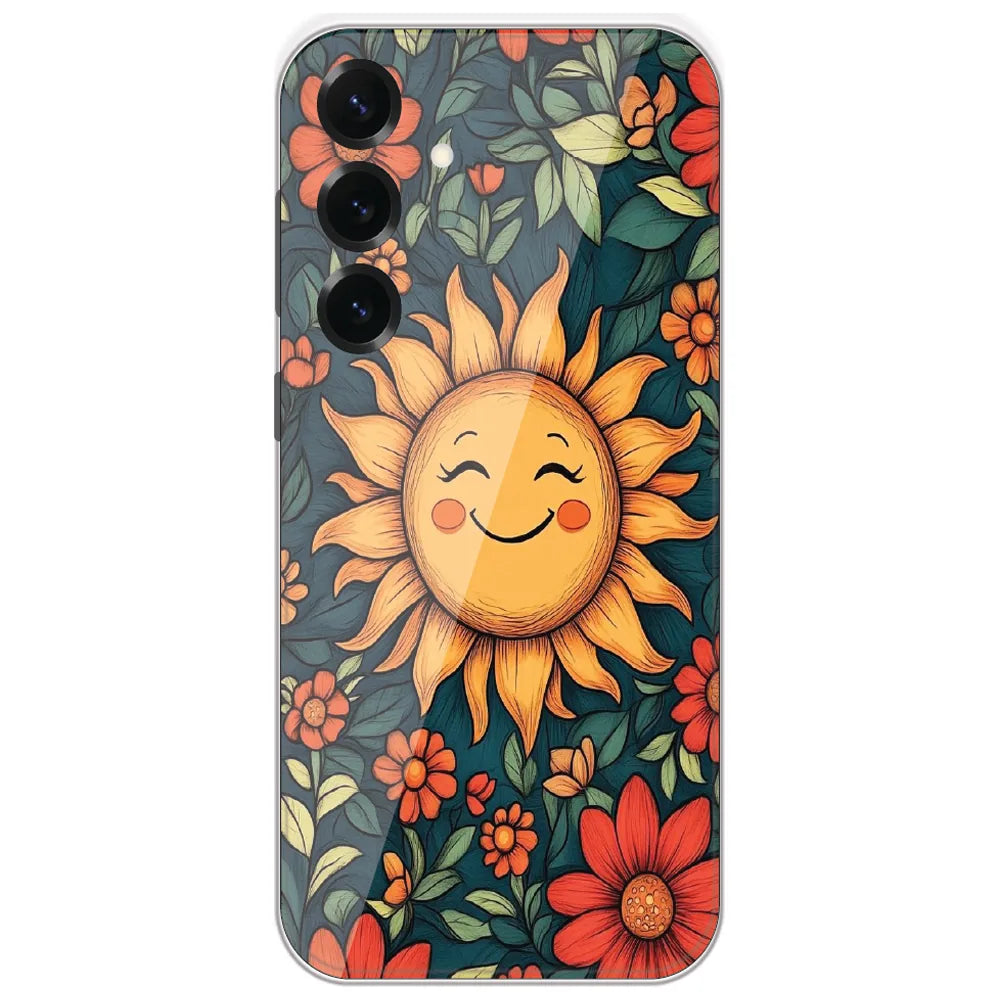 Happy Sun Florals - Printed Silicone Case for Samsung Galaxy S25 Plus