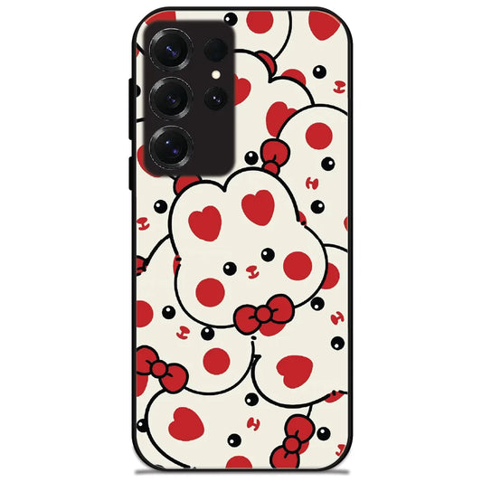 Heart Bunny Pattern - Glossy Metal Silicone Case for Samsung Galaxy S25 Ultra
