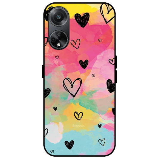 Hearts - Glossy Metal Silicone Case for Oppo F23 5G