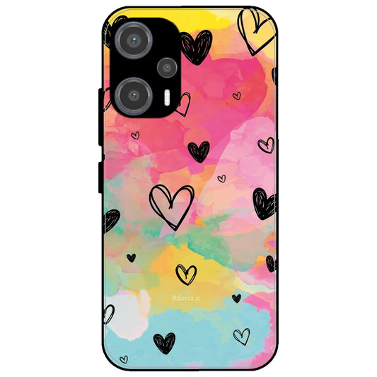 Hearts - Glossy Metal Silicone Case for Poco F5