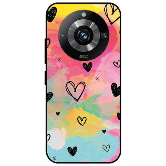 Hearts - Glossy Metal Silicone Case for Realme 11 Pro Plus