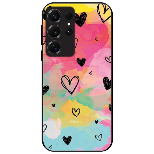 Hearts - Glossy Metal Silicone Case for Samsung Galaxy S25 Ultra