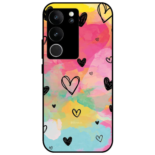 Hearts - Glossy Metal Silicone Case for Vivo V29 5G