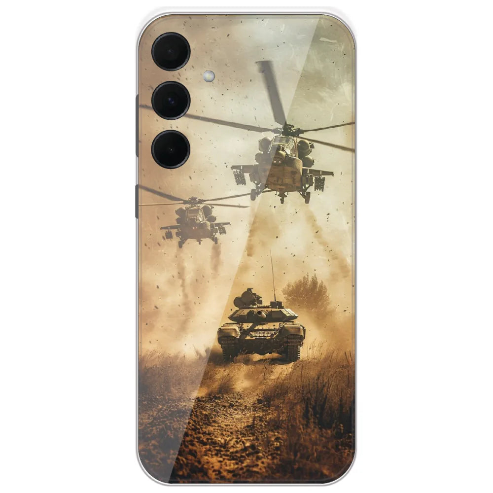 Helicopter Tank Assault - Printed Silicone Case for Samsung Galaxy A35