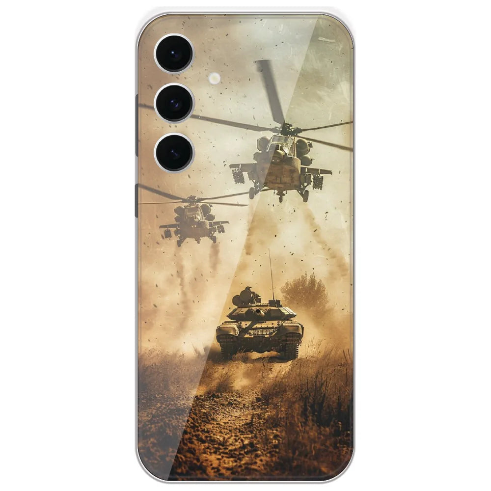 Helicopter Tank Assault - Printed Silicone Case for Samsung Galaxy S24 FE