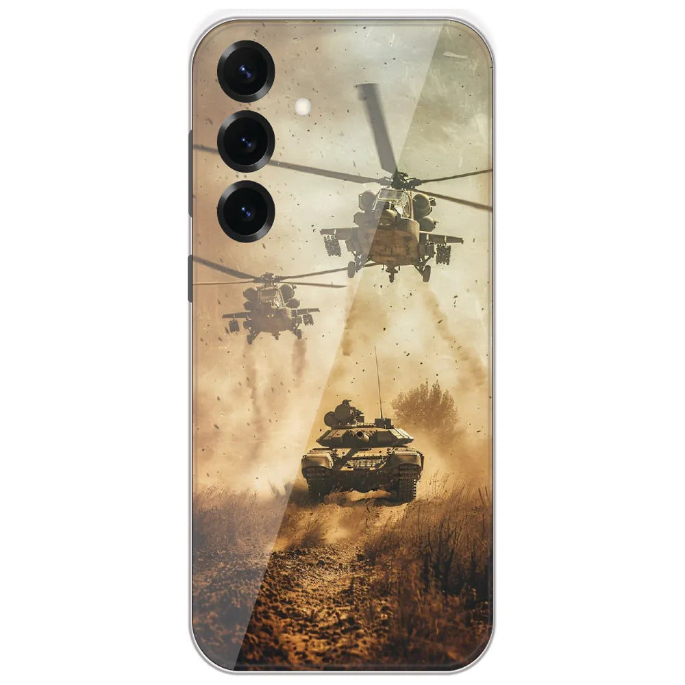 Helicopter Tank Assault - Printed Silicone Case for Samsung Galaxy S25 Plus