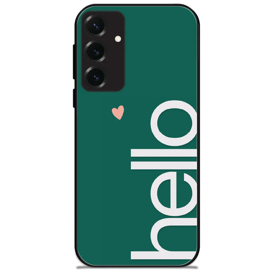Hello Green Heart - Glossy Metal Silicone Case for Samsung Galaxy S25 Plus