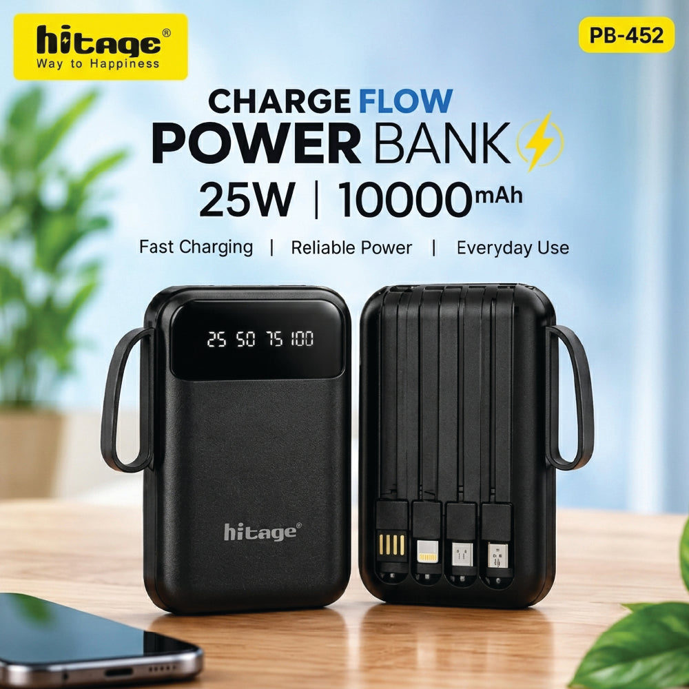 Hitage Charge Flow 25W 10000mAh power bank on desk
