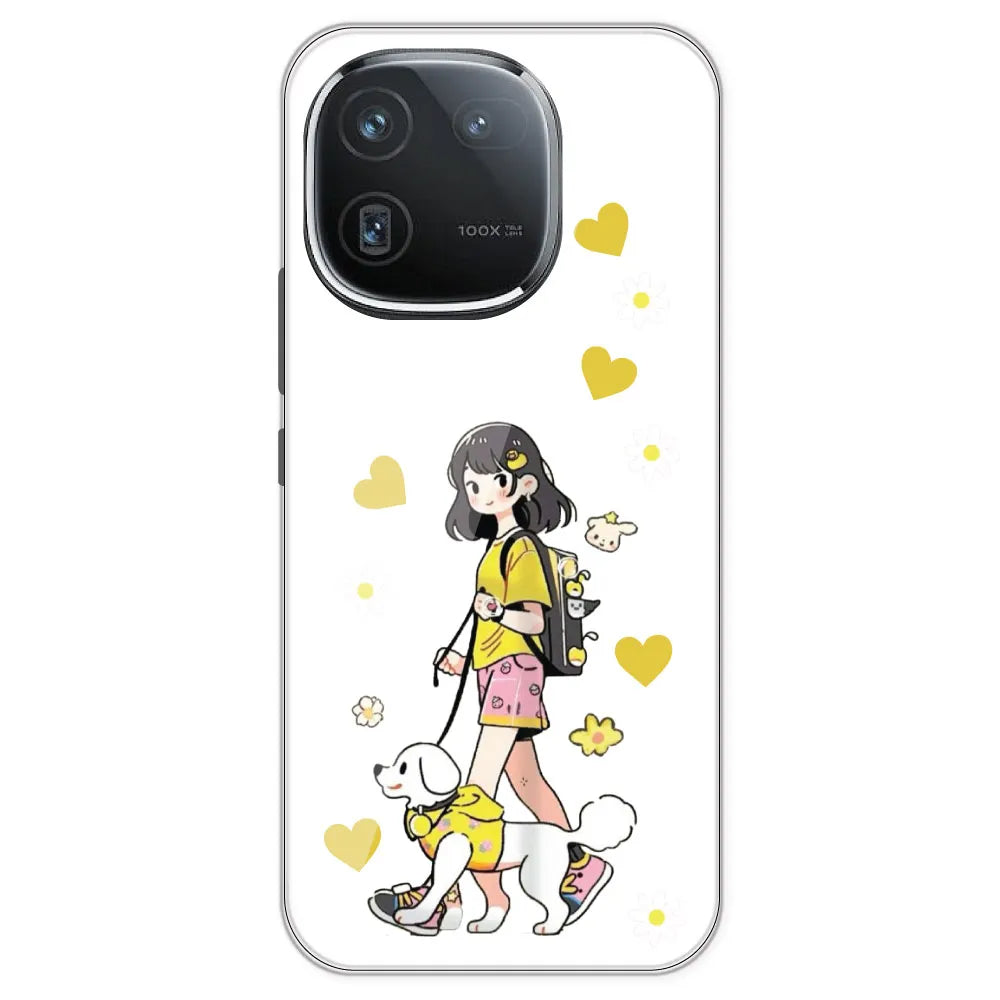 Yellow Girl And Dog - Clear Printed Silicone Case For IQOO 12