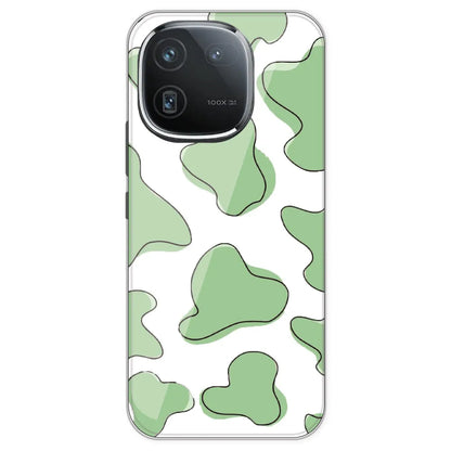 Green Cow Print - Clear Printed Silicone Case For IQOO 12