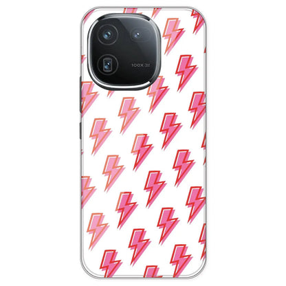 Pink Lightning Bolts - Clear Printed Silicone Case For IQOO 12