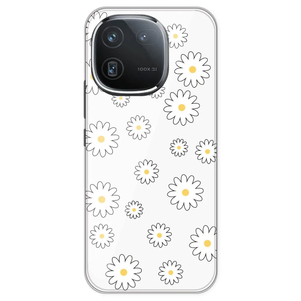 White Flowers - Clear Printed Silicone Case For IQOO 12
