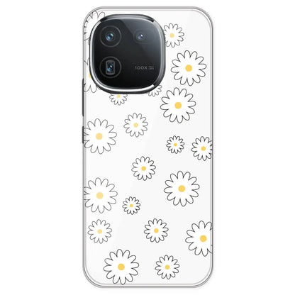 White Flowers - Clear Printed Silicone Case For IQOO 12