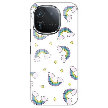 Rainbow With Clouds - Clear Printed Silicone Case For IQOO 12