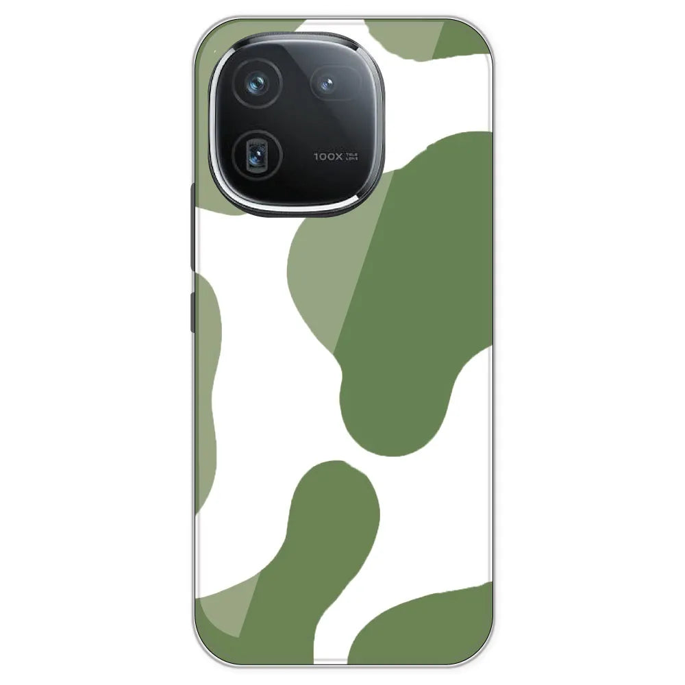 Olive Green Cow Print - Clear Printed Silicone Case For IQOO 12