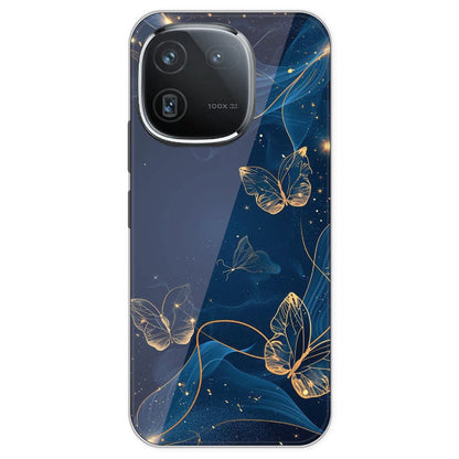 Blue With Gold Butterflies - Printed Silicone Case For IQOO 12