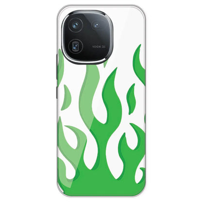 Green Flames - Clear Printed Silicone Case For IQOO 12